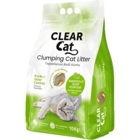 Clear Cat Marsilya Sabunu Kokulu Topaklanan İnce Taneli Bentonit Kedi Kumu 10 kg
