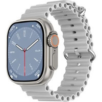 Rabbit Store Watch 8 Android GPS 49 mm Silikon Kordon Kare Unisex Akıllı Saat Gri