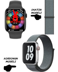 Bunnys Watch 8 Android GPS 45 mm Silikon Kordon Kare Unisex Akıllı Saat Mavi - Siyah