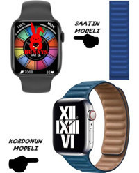 Rabbit Store Watch 8 Android GPS 45 mm Silikon Kordon Kare Unisex Akıllı Saat Açık Mavi