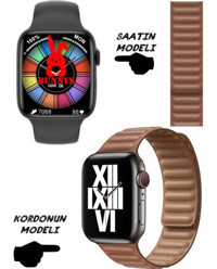 Rabbit Store Watch 8 Android GPS 45 mm Silikon Kordon Kare Unisex Akıllı Saat Açık Kahve