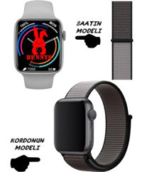 Bunnys Watch 8 Android GPS 45 mm Silikon Kordon Kare Unisex Akıllı Saat Gri - Siyah