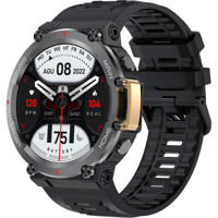 Rabbit Store Microwear Run 2 Android 46 mm Silikon Kordon Yuvarlak Erkek Akıllı Saat Siyah
