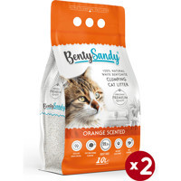 Benty Sandy Portakal Kokulu Topaklanan İnce Taneli Bentonit Kedi Kumu 2x10 lt