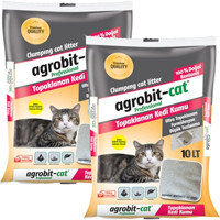 Agrobit Cat Bebek Pudrası Kokulu Topaklanan İnce Taneli Bentonit Kedi Kumu 2x10 lt