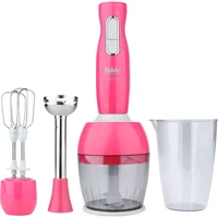 Fakir Lucca 500 ml Plastik Hazneli Turbolu Çift Bıçaklı 4'lü Blender Seti Fuşya