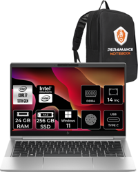 HP Elitebook 640 G10 8A571EA Harici Intel Iris Xe Graphics Eligible Intel Core i7 1355U 24 GB Ram 256 GB SSD 14 inç Full HD Windows 11 Home Laptop + Per4 Çanta