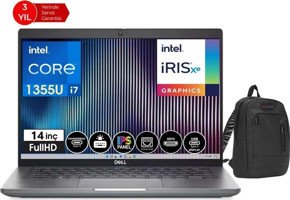 Dell Latitude 5440 DLN025L54401416 Harici Intel Iris Xe Graphics Eligible Intel Core i7 1355U 64 GB Ram 2 + 2 TB SSD 14 inç Full HD FreeDos Laptop + Çanta