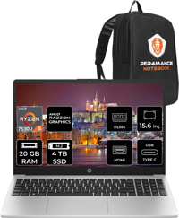 HP 255 G10 8A547EA Harici AMD Radeon RX Vega 7 AMD Ryzen 5 7530U 20 GB Ram 4 TB SSD 15.6 inç Full HD FreeDos Laptop + PER4 Çanta