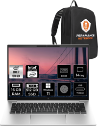 HP Elitebook 840 G10 81A16EA Harici Intel Iris Xe Graphics Eligible Intel Core i7 1355U 16 GB Ram 512 GB SSD 14 inç WUXGA Windows 11 Home Laptop + Per4 Çanta