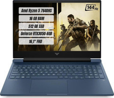 HP Victus 16 S0032NT 7Z4N2EA Harici GeForce RTX 3050 AMD Ryzen 5 7640HS 16 GB Ram 512 GB SSD 16.1 inç Full HD FreeDos Oyuncu Laptop