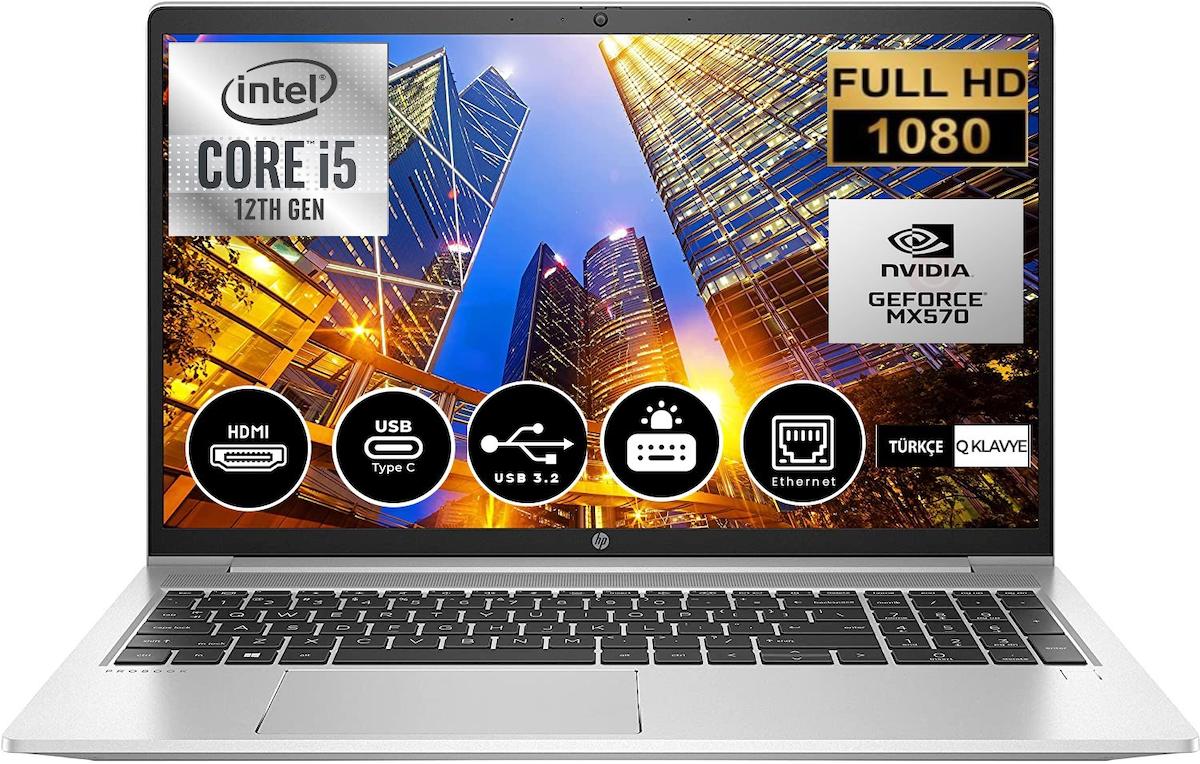 HP Probook 450 G9 6S6X0EA10 Harici GeForce MX 570A Intel Core i5 1235U 32 GB Ram 2 + 2 TB SSD 15.6 inç Full HD FreeDos Oyuncu Laptop