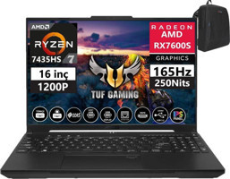 Asus Tuf Gaming A16 FA617NSR-N305645 Harici AMD Radeon RX 7600S AMD Ryzen 7 7435HS 8 GB Ram 512 GB SSD 16 inç Full HD Windows 11 Pro Oyuncu Laptop + Zetta Çanta