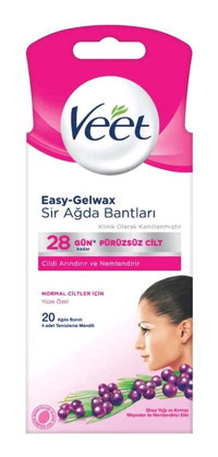Veet Easy-Gelwax Shea Yağı ve Kırmızı Meyveler Normal Ciltler 20 Adet Yüz Ağda Bandı