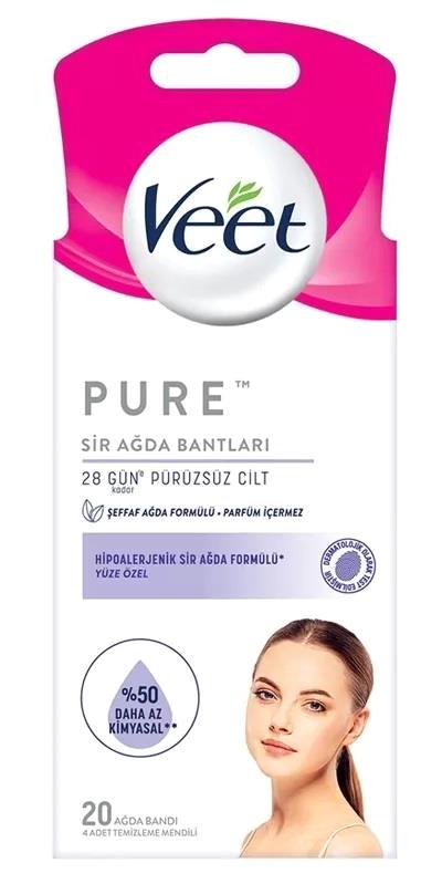 Veet Pure Hassas Ciltler Hipoalerjenik 20 Adet Yüz Ağda Bandı