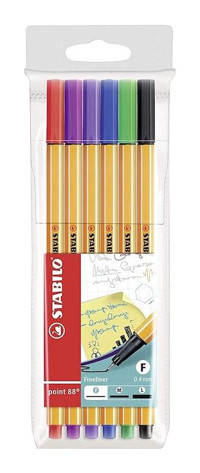 Stabilo Point 88 Fineliner Plastik 6 Renkli 0.4 mm Çok Renkli 6'lı Tükenmez Kalem