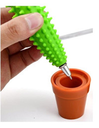 Schulzz Kaktüs Saksılı Plastik Tek Renkli Siyah Tükenmez Kalem