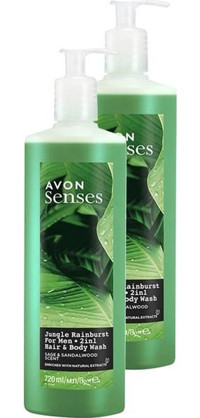 Avon Jungle Rainburst Adaçayı-Sandal Ağacı Nemlendirici Duş Jeli 2x720 ml