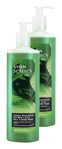 Avon Jungle Rainburst Adaçayı-Sandal Ağacı Duş Jeli 2x720 ml