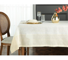 English Home Luxe Keten Look Polyester 150 x 220 cm Dikdörtgen Masa Örtüsü Bej