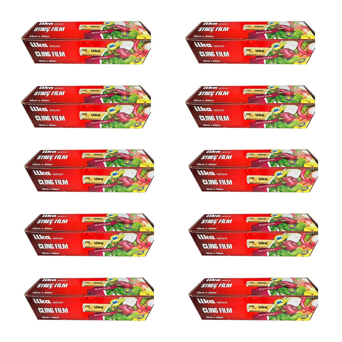 İlka 45 cm x 50000 cm 8 Mikron Palet Bıçaklı Streç Film 10 Adet