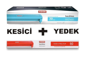 Cook 40 cm x 6000 cm 8 Mikron Palet Bıçaklı Renkli Streç Film 1 Adet