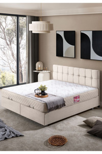 Setay Berlin 140 x 190 cm Ayrılabilen Başlıklı Çift Kişilik Sandıklı Baza Seti Krem