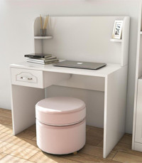 Zenio Assos Çekmeceli 75x50x100 cm Ahşap Gövdeli Mdf Ayaklı Beyaz Çalışma Masası