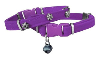 Markapet Kar Taneli 20-32 cm Zilli Mor Gezdirme Boyun Kedi Tasması