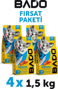 Bado Somonlu Tahıllı Yetişkin Kuru Kedi Maması 4x1.5 kg