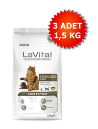 La Vital Kuzu Kısırlaştırılmış Tahıllı Yetişkin Kuru Kedi Maması 3x1.5 kg