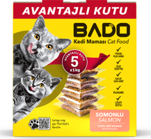 Bado Somonlu Tahıllı Yetişkin Kuru Kedi Maması 5x1 kg