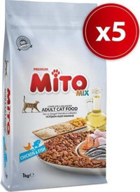 Mito Mix Balık-Tavuk Yetişkin Kuru Kedi Maması 5x1 kg