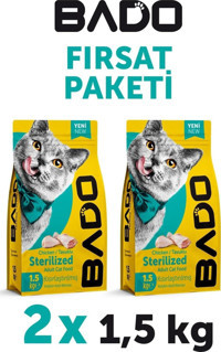 Bado Tavuk Tahıllı Yetişkin Kuru Kedi Maması 2x1.5 kg