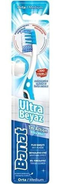Banat Tri Action Orta Manuel Yetişkin Diş Fırçası Beyaz