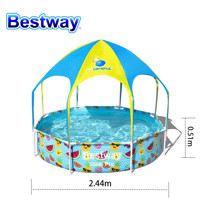 Bestway Gölgelikli 244 x 244 cm Yuvarlak Aile Boyu Şişme Havuz Çok Renkli
