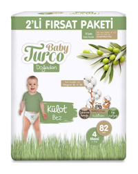 Baby Turco Doğadan 4 Numara Organik Göbek Oyuntulu Külot Bebek Bezi 82 Adet