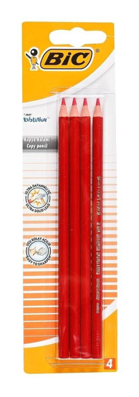 Bic Kopya 4'lü Mercanlı Yuvarlak Kırmızı HB Kurşun Kalem Seti