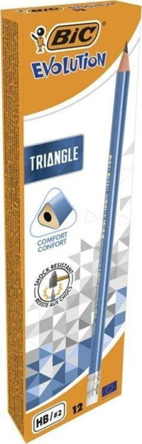 Bic Evolution Triangle 12'li Silgili Mercanlı Üçgen Siyah HB Kurşun Kalem Seti