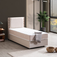 Setay Mobilya Retro 90x200 cm Başlıklı Yataklı Sandıklı Tek Kişilik Baza Krem