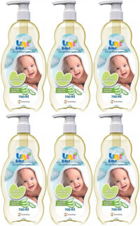 Uni Baby Pompalı Göz Yakmayan Hipoalerjenik Hassas Ciltler İçin Aloe Vera Bebek Şampuanı 6x700 ml