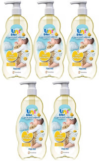 Uni Baby Tatlı Rüyalar Göz Yakmayan Hipoalerjenik Hassas Ciltler İçin Papatya Özlü Bebek Şampuanı 5x700 ml
