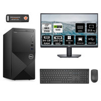 Dell Vostro 3910 MN35633910D546 Harici GeForce GT 1030 Intel Core i3 12100 64 GB Ram 256 GB SSD Tower Windows 11 Home 21.5 inç Monitörlü Masaüstü Oyuncu Bilgisayarı