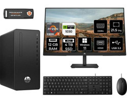 Hp 295 G9 6D391EAMNT3360 Harici GeForce GT 1030 AMD Ryzen 3 5300G 12 GB Ram 4 TB SSD Tower Windows 11 Home 21.5 inç Monitörlü Masaüstü Oyuncu Bilgisayarı + PER4 BELLEK