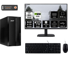 Acer Aspire TC1760 DT.BHUEM.005 DTBHUEM005MNT3404 Harici GeForce GT 1030 Intel Core i5 12400 8 GB Ram 2 TB SSD Tower Windows 11 Pro 21.5 inç Monitörlü Masaüstü Oyuncu Bilgisayarı + PER4 BELLEK