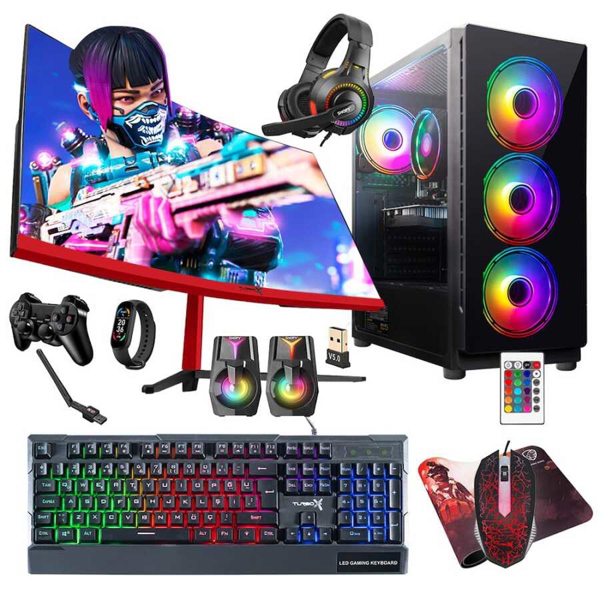 Turbox TX5268 Harici GeForce GT 740 Intel Core i5 9400F 16 GB Ram GDDR5 512 GB SSD Tower FreeDos 23.6 inç Monitörlü Masaüstü Oyuncu Bilgisayarı