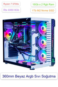 Ramtech Fairytale White Harici GeForce RTX 4060 AMD Ryzen 7 5700X 32 GB Ram 1 TB SSD Tower FreeDos Masaüstü Oyuncu Bilgisayarı