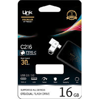 Linktech C216 Premium Dual Mini Çift Taraflı USB 3.0 Usb Type-C 16 GB Flash Bellek Gümüş