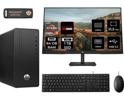 Hp 295 G9 6D391EAMNT1348 Harici Radeon RX 550 AMD Ryzen 3 5300G 64 GB Ram 1 TB SSD Tower FreeDos 21.5 inç Monitörlü Masaüstü Oyuncu Bilgisayarı + PER4 BELLEK