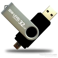 Hi-Level HLV-USB20B Şifreli Mini Çift Taraflı USB 2.0 Usb Type-A Micro-A 32 GB Flash Bellek Siyah